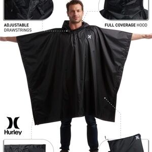 Hurley Ponchos Adult Durable Rain Poncho for Adults, Lightweight Packable new
